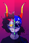 2023 blood cat_hat fullres gamzee_makara glasses_added headshot jaggy_lines scars sober_gamzee solo sopor_slime starter_outfit szkraft220 
