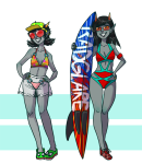  dancestors hat latula_pyrope pyropes summer surfboard swimsuit terezi_pyrope yoccu 