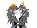  artificial_limb doodleordie eyepatch fullres go_luck_yourself hug profile redrom selfcest shipping solo starter_outfit v-feather vriska_serket 
