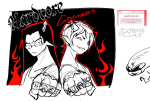  2025 crossover deltarune equius_zahhak fullres grayscale highlight_color jaggy_lines lineart meowrails monochrome nepeta_leijon no_glasses no_hat sketch sweat sweatyhooves text 