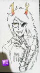  2026 artificial_limb emoji eyepatch fullres grayscale highlight_color monochrome solo starter_outfit vriska_serket zodiac_symbol zzoupz 