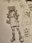 2025 aradia_megido art_dump casual crossover five_nights_at_freddy's fullres grayscale monochromenm pencil solo undertale
