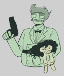  2025 babies carrying chubstuck facial_hair freckles fullres grandpa gun jade_harley lineart monster4lyfe reverse_hug starter_outfit theme_coloring weapon 
