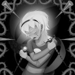   2025 black_squiddle_dress cover_art crying fullres grayscale horrorterrors monochrome rose_lalonde smoi_witch solo thorns_of_oglogoth weapon 