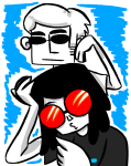  2022 dave_strider duckface fanfic_art fullres hails karkat_goes_to_a_convention stacey_(karkat_goes_to_a_convention) starter_outfit 