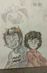  2015 animals arms_crossed back_to_back body_modification cronus_ampora crying dancestors davesprite dream_ghost freckles fullres kankri_vantas noodlenumber scars smoking sprite starter_outfit upside_down 