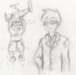2012 apricots-from-nara artificial_limb au formal fullres grayscale john_egbert pencil school_uniform sketch solo starter_outfit text