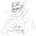  arms_crossed eridan_ampora lineart rawvomit solo 