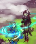  breath_aspect clouds crossover dogtail dogtier flowers godtier grimbark heir jade_harley john_egbert little_red_riding_hood modtier siblings:johnjade space_aspect stars the_windy_thing witch zoegom 