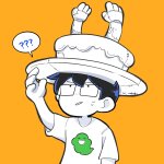  2024 ? cake fake_arms fullres john_egbert kl_oekaki solo starter_outfit sweat word_balloon 