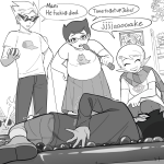  2024 alpha_kids back_angle can_town chubstuck dirk_strider fullres grayscale honesk1 jake_english jane_crocker junior_battermaster's_bowlbuster_stirring_solution_50000 lying mayor_sash roxy's_striped_scarf roxy_lalonde starter_outfit text wayward_vagabond word_balloon wv 