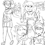  2025 aranea_serket art_dump body_modification damara_megido dancestors fullres grayscale kennnnnie latula_pyrope meulin_leijon monochrome porrim_maryam skateboard sketch smoking starter_outfit text 
