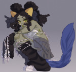  2023 alternate_hair body_modification casual fashion kikueatgoo nepeta_leijon no_hat profile scars sitting solo undergarments 