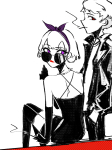  2022 back_angle dave_strider dersecest fashion fullres glasses_added grayscale highlight_color incest no_glasses redrom rose_lalonde shipping sitting smoking turbidturbidturbid 
