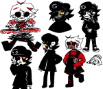  2022 alternate_hair dave_strider eyepatch fashion freckles fullres hat jaggy_lines karkat_vantas kid_symbol mansuta rule63 timetables turntables zodiac_symbol 