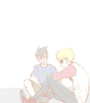  aze dave_strider john_egbert red_baseball_tee sitting 