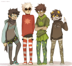  2014 arms_crossed aspect_symbol breath_aspect crossdressing dave_strider fashion freckles fullres ikimaru jake_english john_egbert karkat_vantas the_finger time_aspect zodiac_symbol 