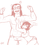  2011 cupcakekyo equius_zahhak fantroll freckles fullres monochrome no_shirt sketch sweat text undergarments 