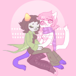  animalstuck cats going_rogue heart mike nepeta_leijon no_hat redrom roxy&#039;s_striped_scarf roxy_lalonde shipping starter_outfit 