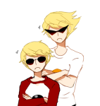  arms_crossed dave_strider dirk_strider noreum red_baseball_tee starter_outfit 