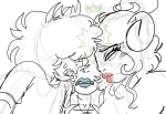  2026 aranea_serket blush crazy_eights damara_megido dammit dancestors dream_ghost fullres grayscale headshot highlight_color jorogumo lineart mituna_captor monochrome multishipping near_kiss no_hat profile redrom shipping silverinlittleplanet sketch starter_outfit sufferer_necklace sweat text 