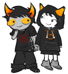  2026 dammek's_hoodie doctoraiama fake_horns fullres hiveswap holding_hands joey_claire starter_outfit xefros_tritoh 