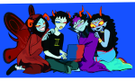  2024 2spooky aradia_megido blush computer eridan_ampora erisol feferi_peixes fullres godtier hemocircle maid melerbytes multishipping queen_bee shipping sitting sollux_captor starter_outfit time_aspect 