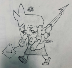 2024 fankid fullres grayscale ladycorthon native_source pencil solo weapon word_balloon