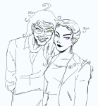  2023 age_discrepancy alpha_rose arm_around_shoulder body_modification conceptofjoy fermented_grapes fullres grandma grayscale heart highlight_color jaggy_lines lgbt_pride lineart redrom shipping sketch text 