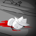  2017 blood cover_art dead fullres grayscale highlight_color jaggy_lines monochrome problem_sleuth problem_sleuth_(adventure) selanpike solo 