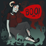 2014 aradia_megido dead_aradia fullres ghosts morbidthing skulls starter_outfit text word_balloon 