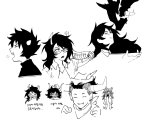  2025 art_dump artificial_limb bard bec_noir fullres gamzee_makara godtier grayscale headshot jack_noir jade_harley karkat_vantas language:korean lineart monochrome pupa_pan rage_aspect scars sketch starter_outfit tavros_nitram text tiniming66 vriska_serket 