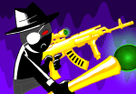  2016 animated artificial_limb eyepatch fedora flash_asset fullres golden_cuestaff golden_rifle hat jack_noir jaggy_lines poinko roboslick solo spades_slick 