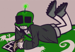  2025 animated bed book crossover epilepsy_warning fullres image_manipulation jake's_house jake_english lusus lying marvel monster4lyfe on_stomach skulltop solo spider-man starter_outfit 