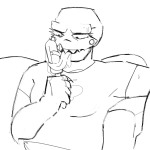  2025 caliborn casual cherubicdepravity chubstuck fashion food fullres grayscale licking lineart monochrome sitting solo sweat wip 
