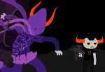  2012 animated asymmetricjester bard black_rifle blood codtier fullres gamzee_makara godtier image_manipulation jaggy_lines rage_aspect starter_outfit tavros_nitram 