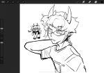 2022 bees grayscale lineart monochrome sketch sollux_captor solo starter_outfit swampland