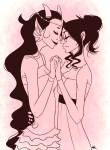  broken_source feferi_peixes freckles holding_hands horrorcuties jade_harley monochrome redrom shipping vriscuit 