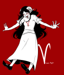  2011 aradia_megido blush fullres grayscale highlight_color midair monochrome pride solo starter_outfit text theme_coloring zodiac_symbol 