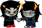  2025 babies fullres holding_hands itsdice2meetyou jaggy_lines no_glasses scourge_sisters seeing_terezi shipping sprite_mode starter_outfit terezi_pyrope transparent vriska_serket 