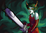  2013 chainsaw fullres kanaya's_red_dress kanaya_maryam miupoke rainbow_drinker solo 