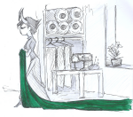 2018 flowers fullres gallowsc grayscale highlight_color kanaya_maryam profile sketch solo starter_outfit