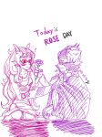 ! 2013 blush eridan_ampora eriferi feferi_peixes flowers fullres heart highlight_color kneeling lunaticjin monochrome redrom shipping sitting sketch text 