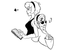 back_to_back book dave_strider grayscale headphones heart lineart rose_lalonde siblings:daverose starexorcist 
