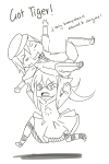  carrying crossover dogtier godtier got_tiger grayscale jade_harley lineart sangcoon tiger_&amp;_bunny witch 