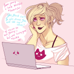  alternate_hair computer cottoncandy freckles jane_crocker roxy_lalonde sadstuck shipping solo ssejery starter_outfit word_balloon 