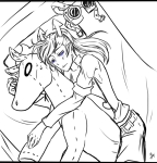 2013 animals casual dancestors fullres grayscale highlight_color horses horuss_zahhak lineart lunaticjin no_glasses no_hat sleeping solo