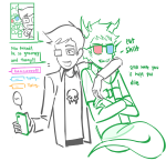 2025 alpha_kids arm_around_shoulder arms_crossed dirk_strider erisolsprite fullres jake_english jane_crocker kipferll phone roxy_lalonde selfie sprite starter_outfit text the_finger word_balloon 