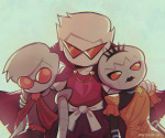 2023 arm_around_shoulder candy_timeline dave_strider davebot devxoid dirk_strider fullres godtier heart_aspect homestuck:_beyond_canon knight light_aspect meat_timeline prince rose_lalonde rosebot seer time_aspect ultimate_dirk