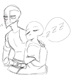  2013 3_in_the_morning_dress artificial_limb blush fullres grayscale highlight_color jack_noir monochrome ms_paint no_hat paint_it_black redrom roboslick scars shipping sketch sleeping spades_slick text toonysart word_balloon 